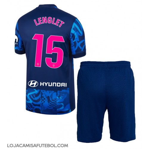 Camisa de Futebol Atletico Madrid Clement Lenglet #15 Equipamento Alternativo Infantil 2024-25 Manga Curta (+ Calças curtas)